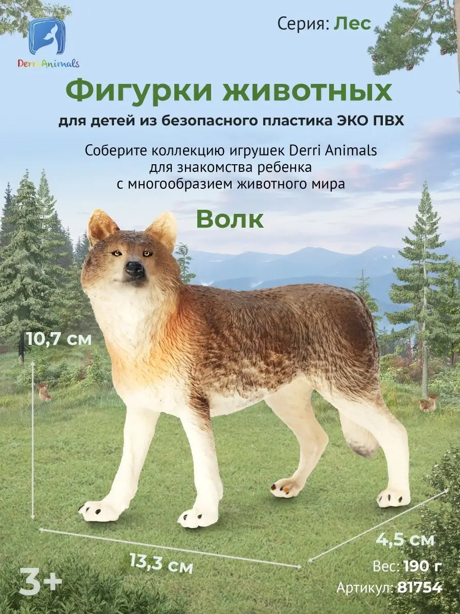 Фигурка животного Волк рыжий большой 81754 Derri Animals купить по цене 638  ₽ в интернет-магазине Wildberries | 28871578