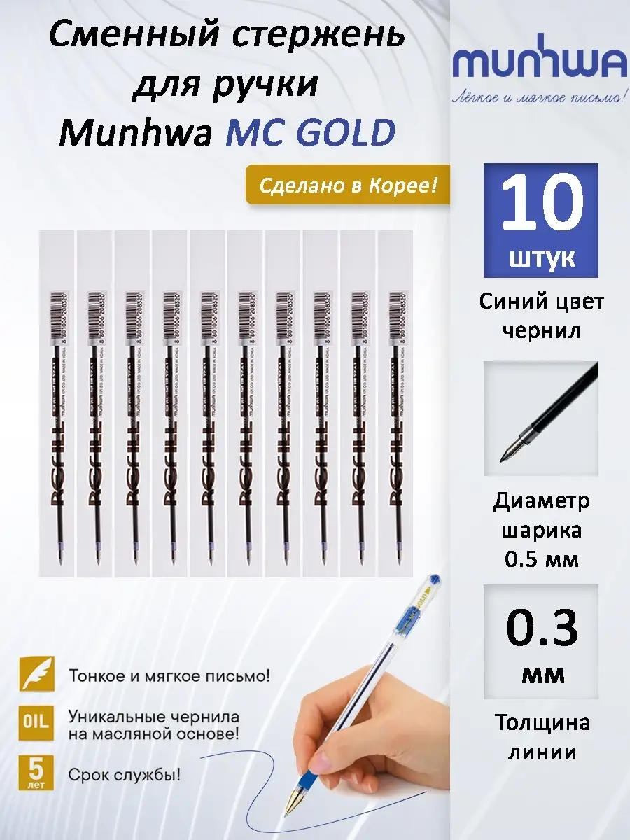 Толщина стержня шариковой. Стержни для ручек MC Gold 0.5. Стержень для ручки MUNHWA MC Gold синяя. Толщина стержня шариковой ручки. Толщина линии шариковой ручки.