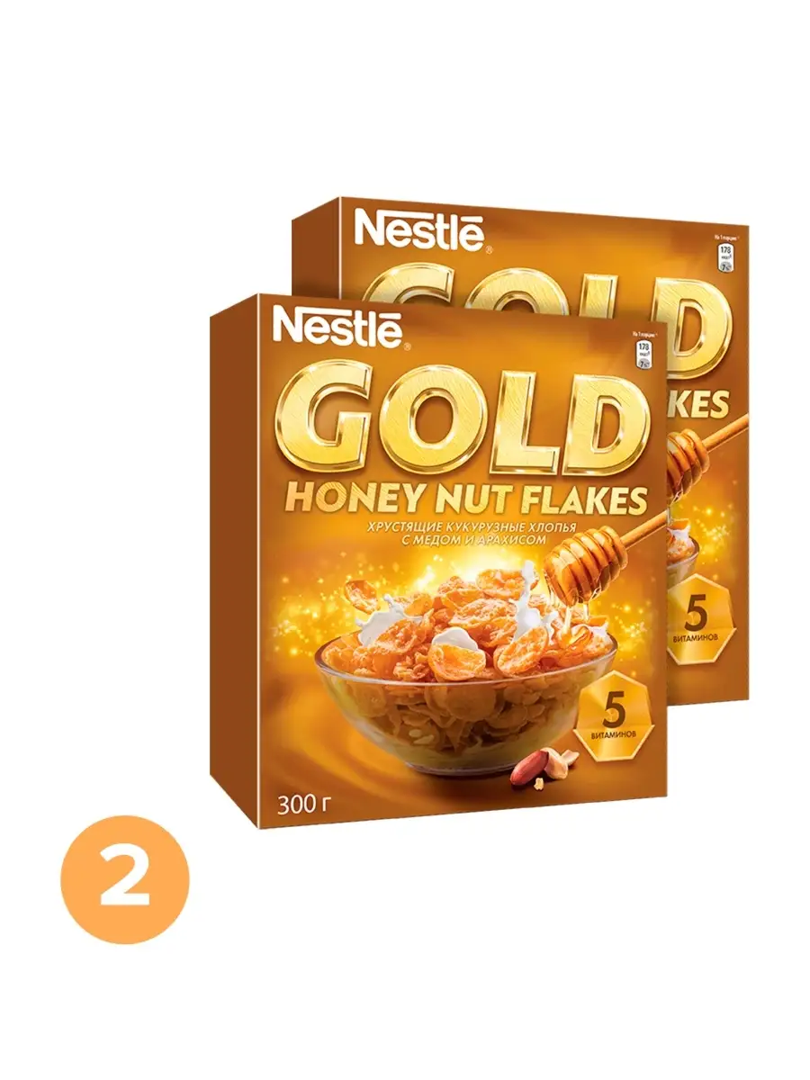 GOLD Honey Nut Flakes Хлопья кукурузные с медом и арахисом 2… NESTLE купить  по цене 0 сум в интернет-магазине Wildberries в Узбекистане | 32306527