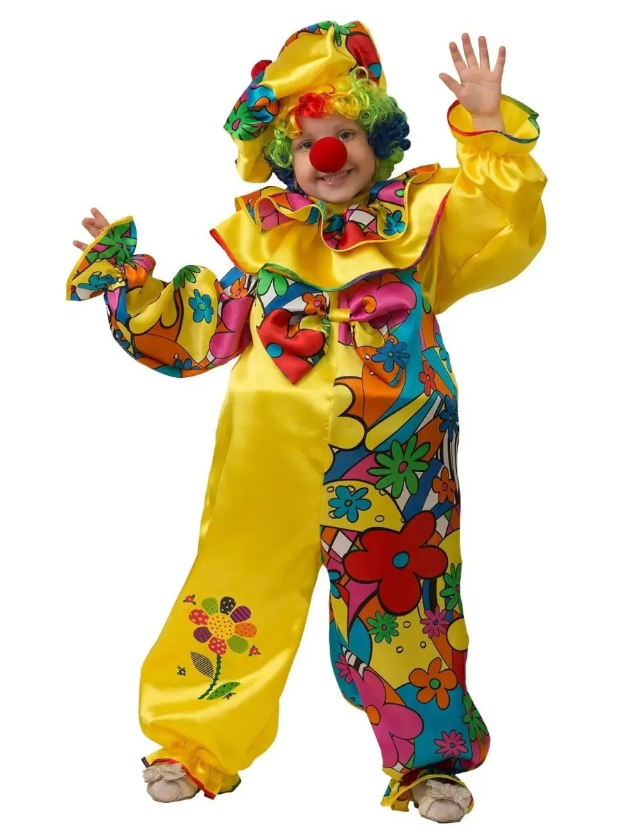 Карнавальный костюм Клоун-2 (шляпка,нос,комбинезон) р.28-116