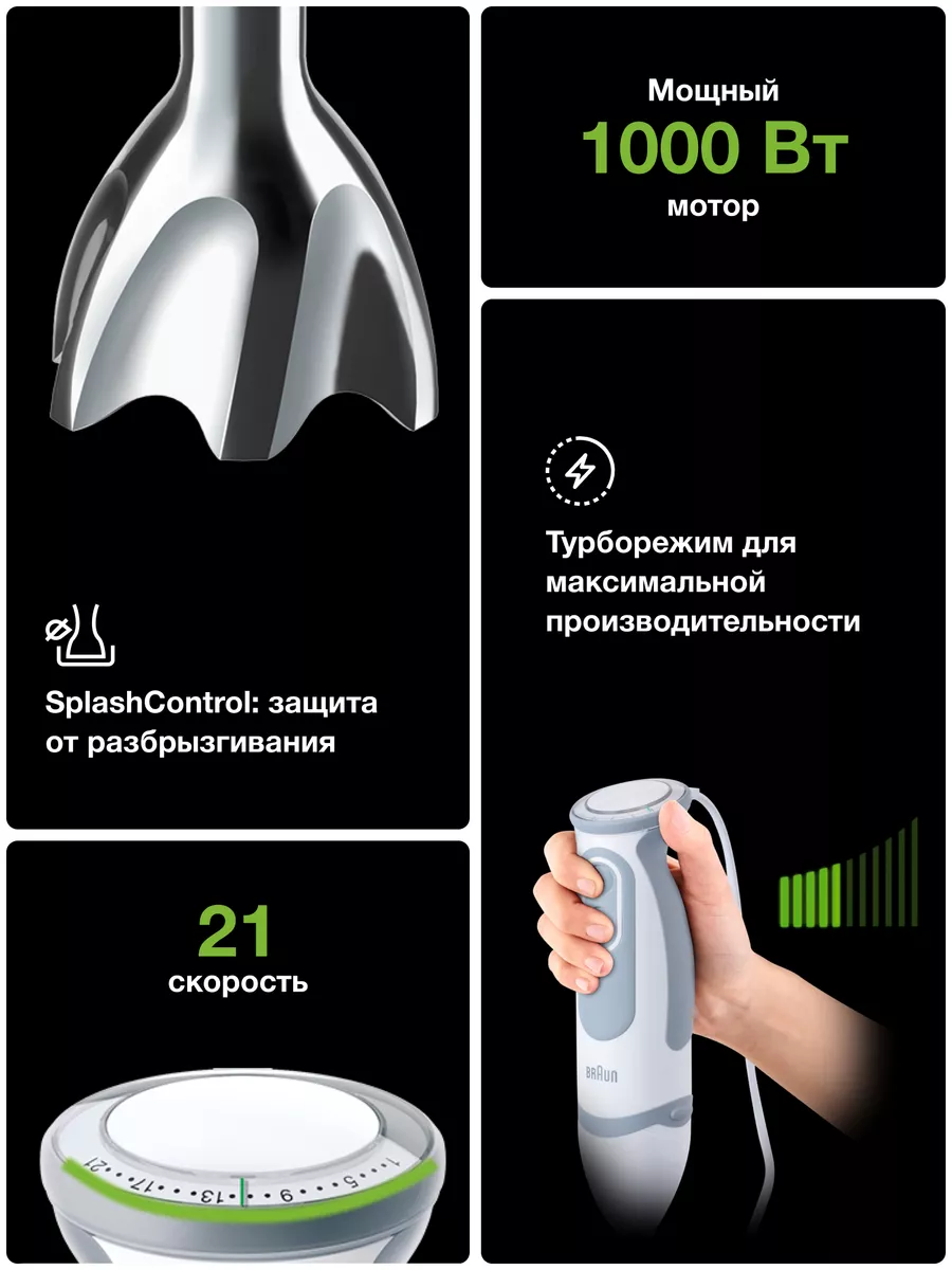 Погружной ручной блендер Multiquick 5V MQ5235, 1000 Вт Braun купить по цене  6 147 ₽ в интернет-магазине Wildberries | 33643865