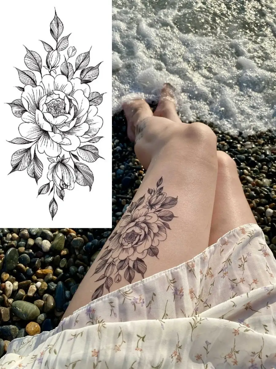 Caprice tattoo Временная переводная татуировка цветы