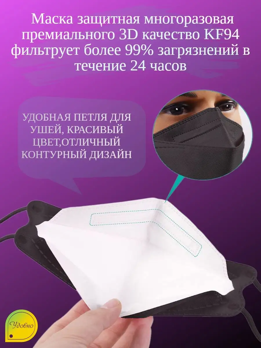 Маска медицинская корейская респиратор от пыли KF 94 KOREA купить по цене  393 ₽ в интернет-магазине Wildberries | 36156300