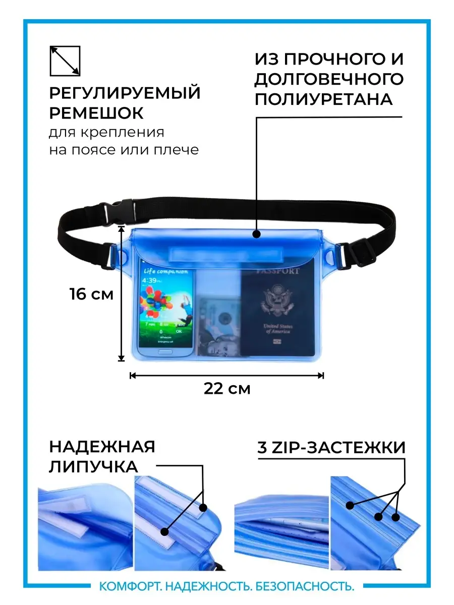 КНБ Водонепроницаемая сумка. Герметичная сумка чехол на пояс