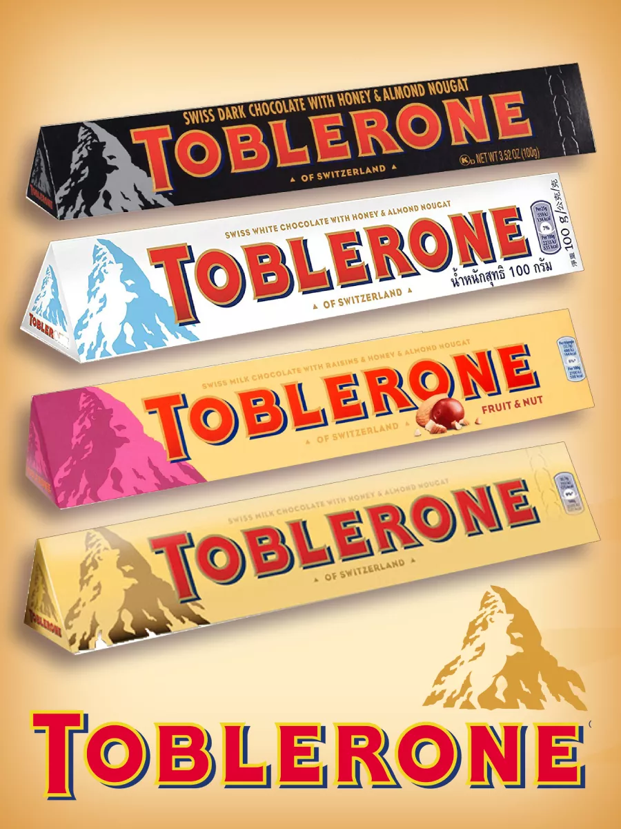 Шоколад Toblerone 4 вкуса 100 г Х 4 Toblerone Switzerland купить по цене  851 ₽ в интернет-магазине Wildberries | 37858289