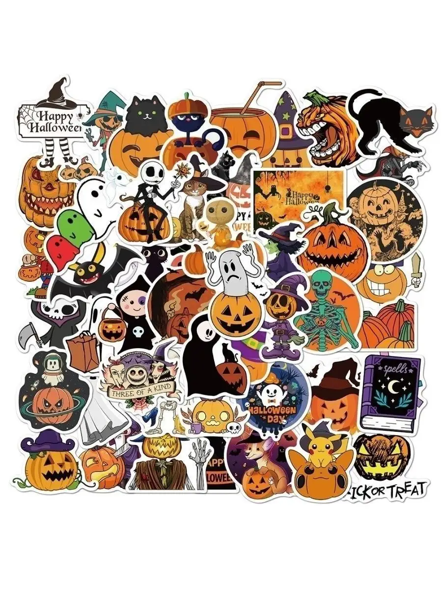 Набор наклеек Хэллоуин 50шт Halloween, Стикеры на телефон STICKER BOMBING  купить по цене 401 ₽ в интернет-магазине Wildberries | 42173850